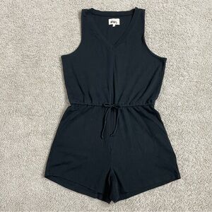 MWL Women's MADEWELL Black BREEZE Drawstring STRETCH V-Neck ROMPER Shorts M